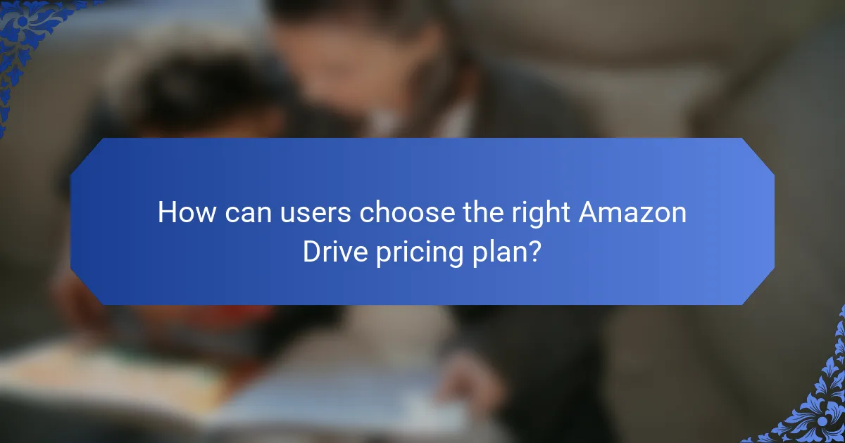 How can users choose the right Amazon Drive pricing plan?
