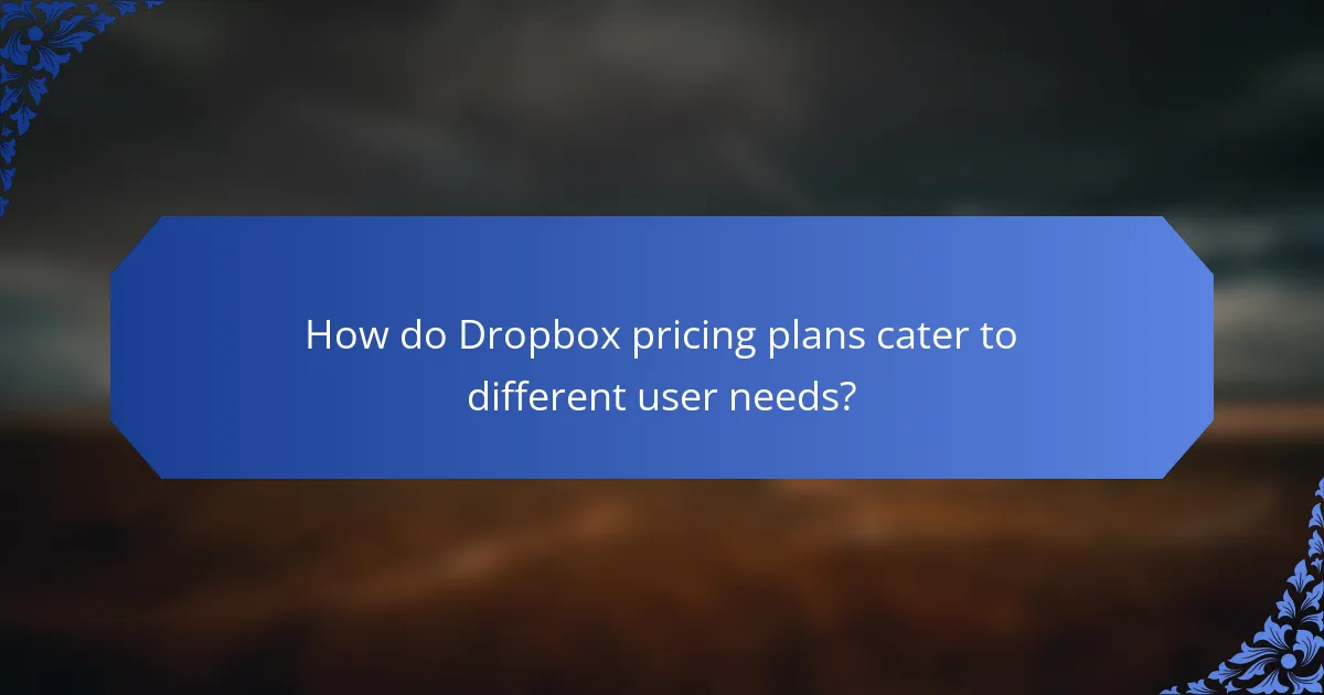 How do Dropbox pricing plans cater to different user needs?