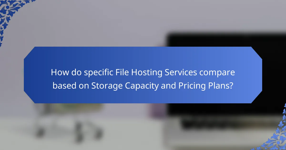 How do specific File Hosting Services compare based on Storage Capacity and Pricing Plans?