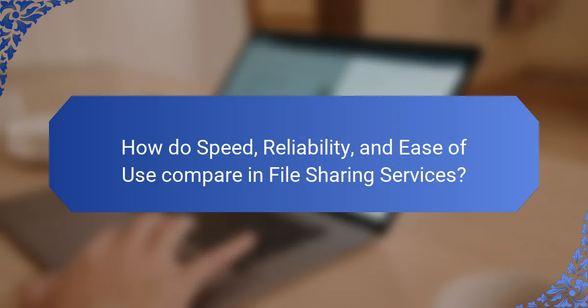 How do Speed, Reliability, and Ease of Use compare in File Sharing Services?