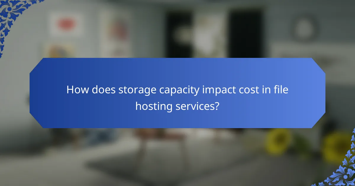 How does storage capacity impact cost in file hosting services?