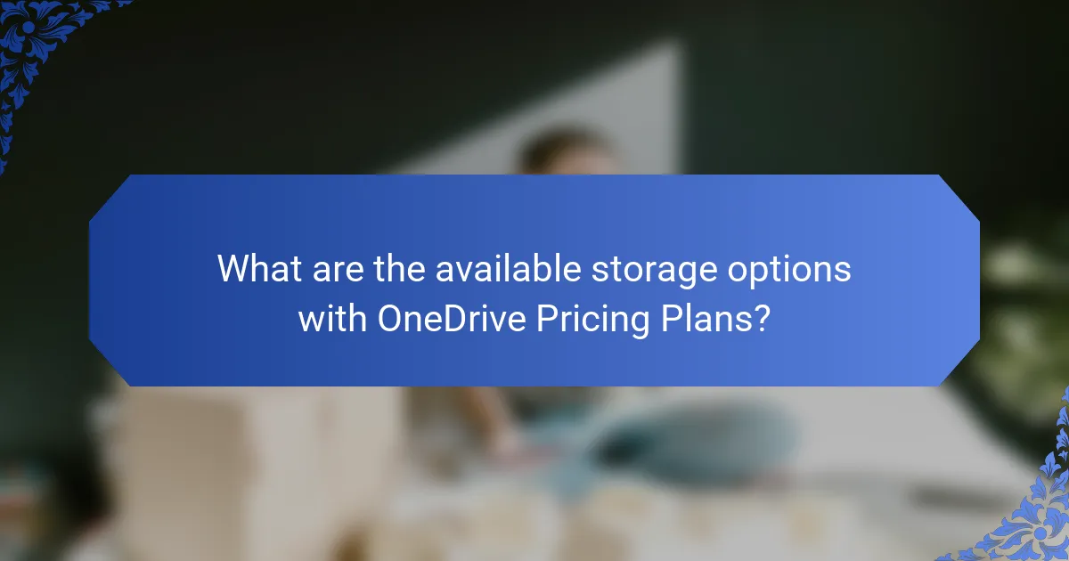 What are the available storage options with OneDrive Pricing Plans?