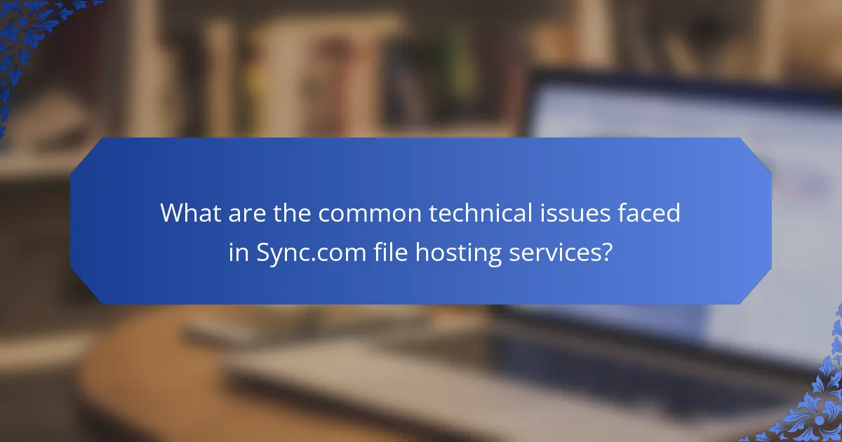 What are the common technical issues faced in Sync.com file hosting services?