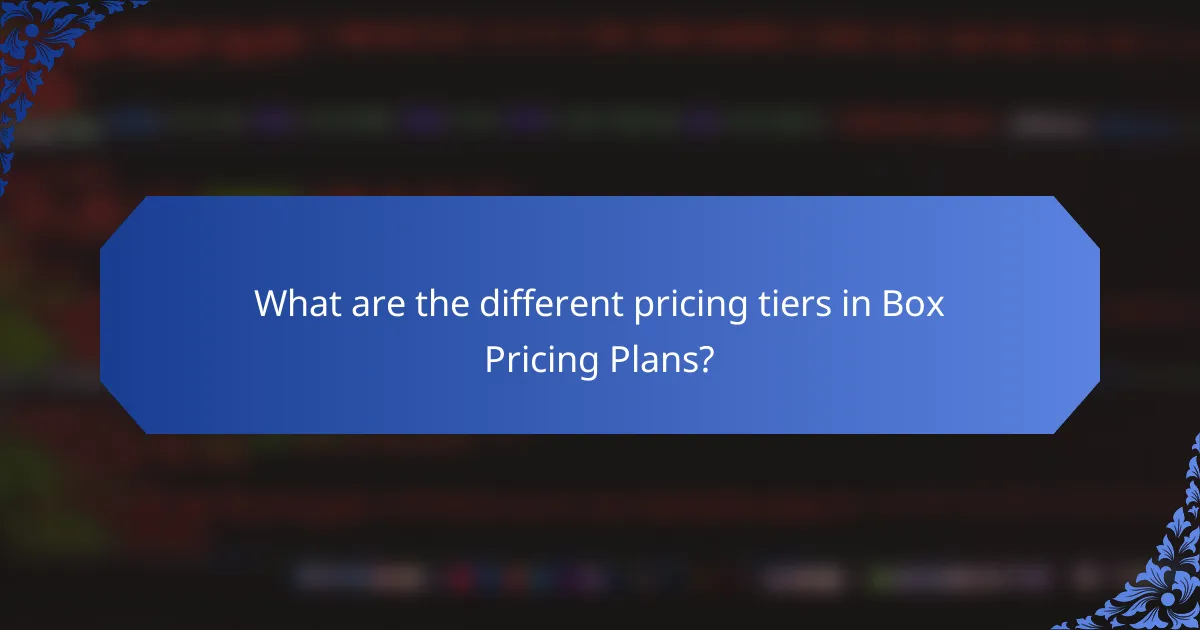 What are the different pricing tiers in Box Pricing Plans?