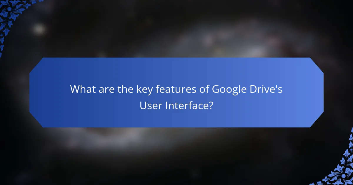 What are the key features of Google Drive's User Interface?