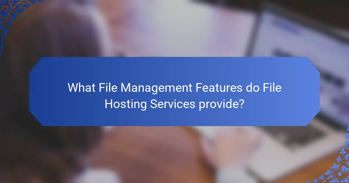 What File Management Features do File Hosting Services provide?
