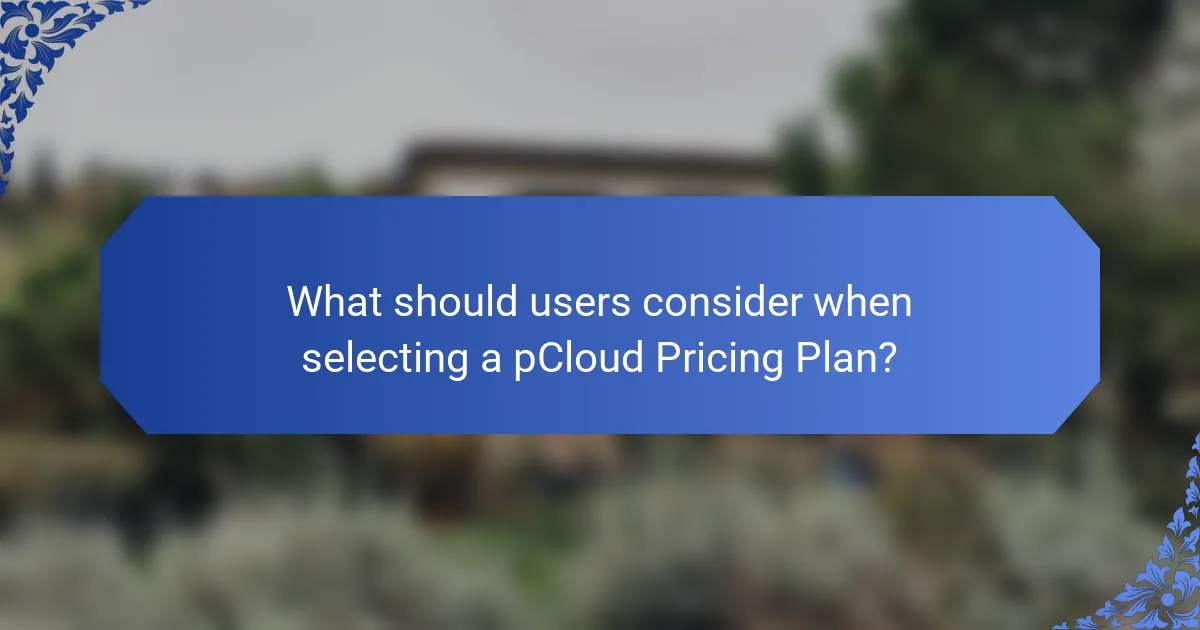 What should users consider when selecting a pCloud Pricing Plan?