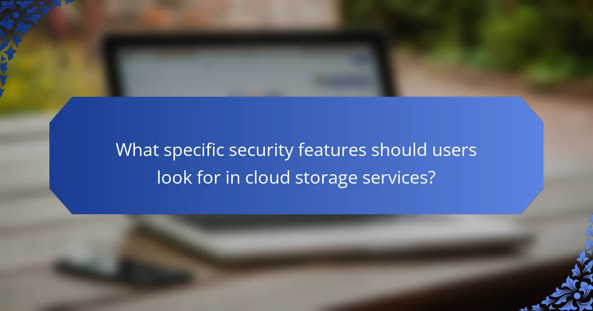 What specific security features should users look for in cloud storage services?